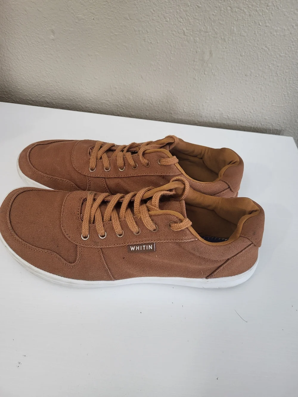 Whitin Barefoot Zero Drop Wide Toe Box Shoes Men 44 10 Brown Canvas Minimalist